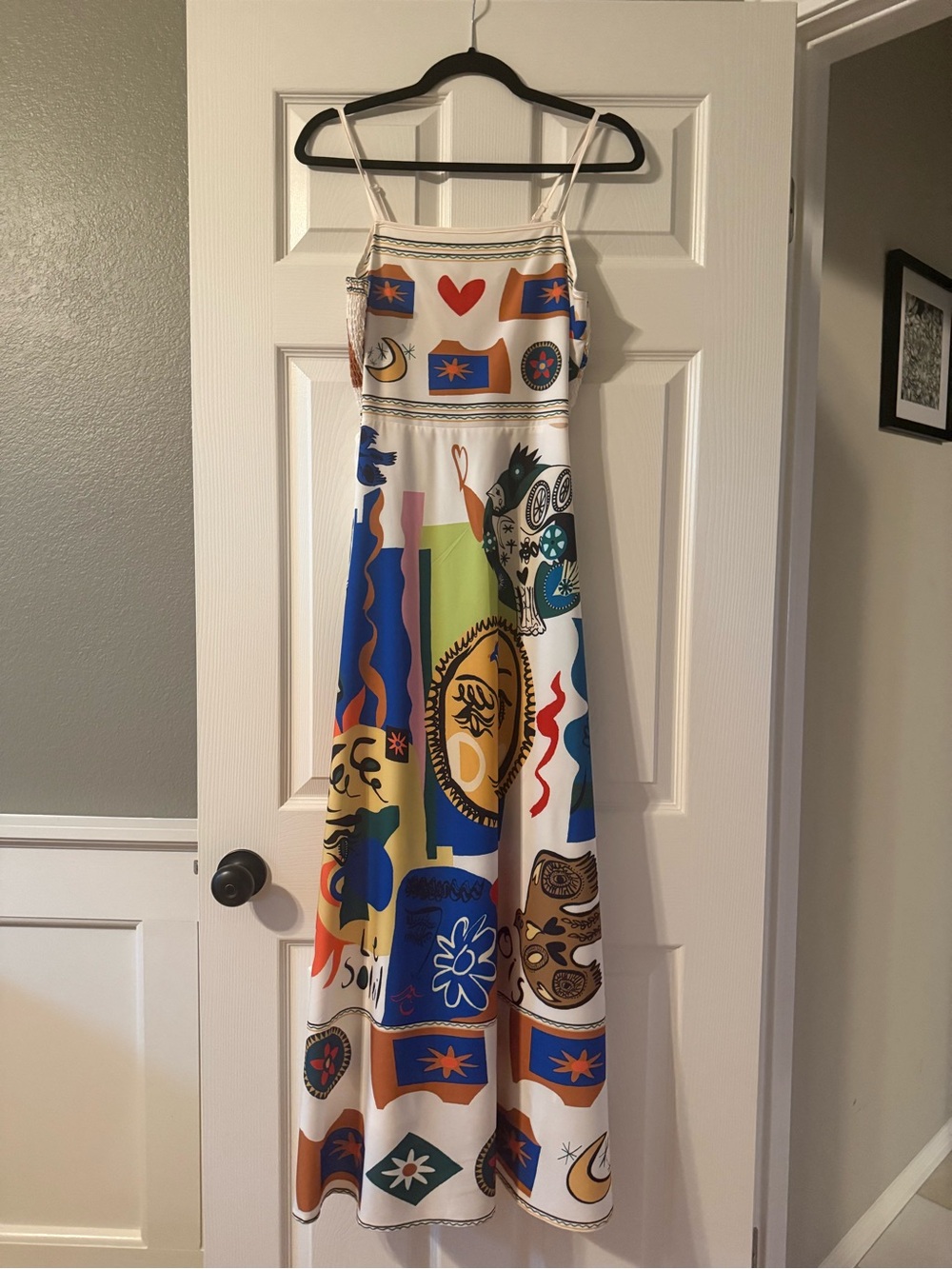 The Vintage Label Colorful Abstract Art Print Midi Maxi Dress size M